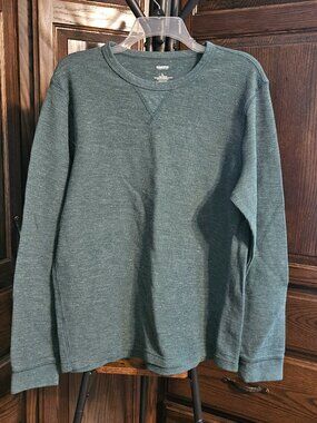 Sonoma Men’s Thermal Waffle Knit Long Sleeve Shirt Large Green